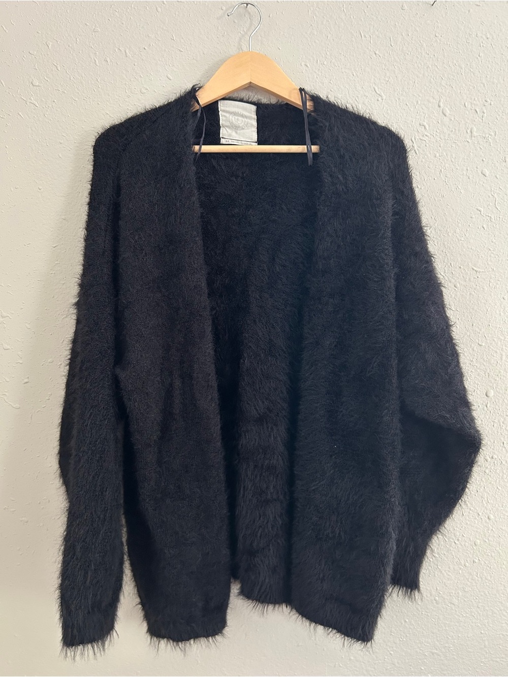 Urban Outfitters Black Fuzzy Open-Front Women's Cardigan Soft Comfy Neutral